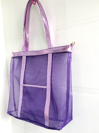 Purple Mesh Beach Purse