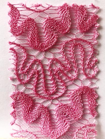 Pink Mesh Lace Fabric
