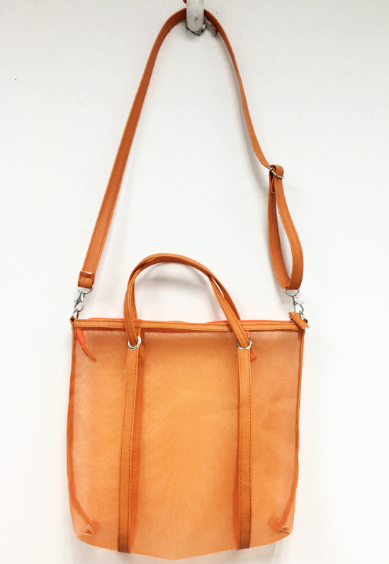 Sheer Orange Mesh Shopping Tote Bag