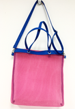 Pink & Blue Mesh Shopping Tote Bag
